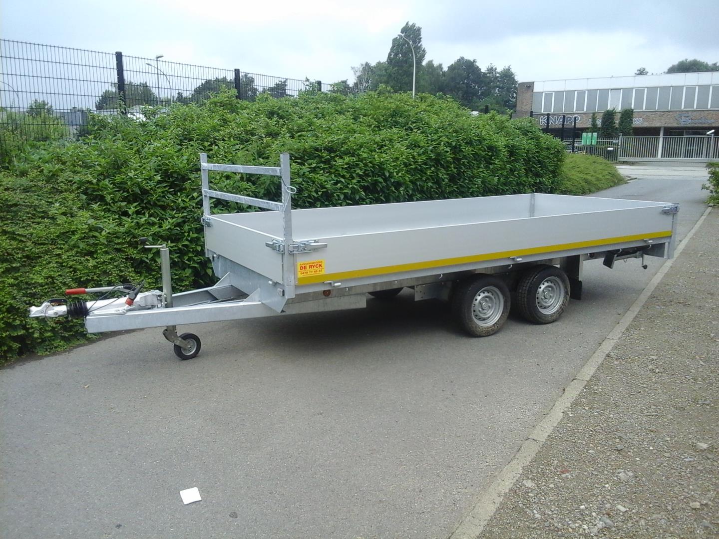 Plateau aanhangwagen dubbelas geremd 1500kg-3m50x2mx30